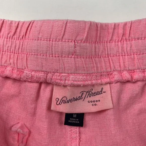 Universal Thread Neon Pink Linen Blend Pull On Shorts M - Picture 2 of 4